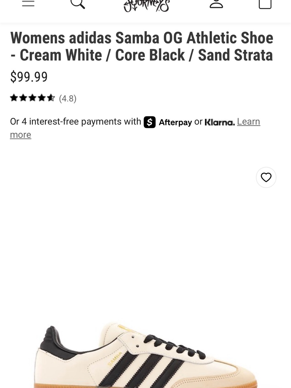 adidas Samba Sneakers in White and Black with Gold Tongue Detail - Picture 5 of 6